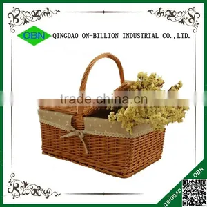 Handled Rectangular Natural Wicker Hamper Box With Liner thumbnail-3