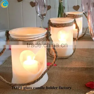 Blue Painted Glass Jars for Candle Holders thumbnail-1