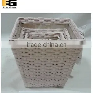 Set of 3 White pe Rattan Woven Planter thumbnail-1