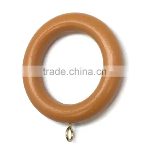 Smooth Wood Curtain Rod Ring With Screw Eye To Fit Curtain Poles Up To 35mm Diameter, Medium Brown Wood thumbnail-3