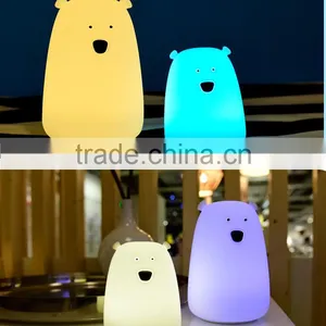 Fancy Animal Usb Kids Mini Portable Touch Sensor Rechargeable Cute Bear Silicone Led Small Night Light thumbnail-1