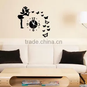 Latest Decorative Wall Mirror Clock Sticker Decoration, Sitting Room Three-dimensional Butterfly Angel Mirror Wall Stickers thumbnail-2