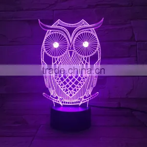 UCHOME Owl 3D Illusion Lamp 7 Color Changing Touch/Press Table Desk LED Night Light thumbnail-5