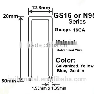 Factory Supply GS16 or N950 Series Staples 16GA Crown: 12.60mm Galvanized Staples thumbnail-1