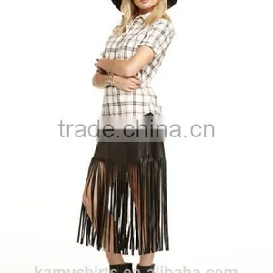 Half Sleeves Plaid Cutoff-Sleeve Check Shirt for Ladies thumbnail-3