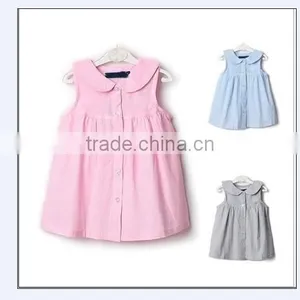Baby Dress Girls Custom Summer Season Cute Baby Girls Sleeveless Collar Woven Dress thumbnail-1