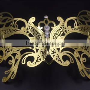 Black Silver White Gold Metal Italy Venetian Mask Masquerade Rhinestones Filigree Butterfly thumbnail-3