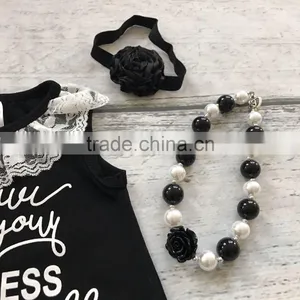 New Baby Girls Clothing Black Cotton Knee-length Straight Boutique His Strength Lace Dress Weakness With Match Accessories thumbnail-4
