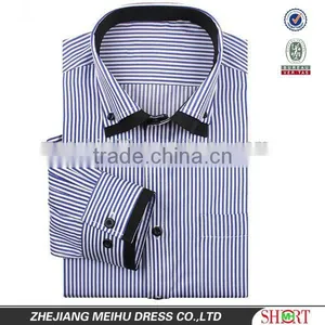 Men's Blue and White Stripped Button Down Collar Office Work Shirt thumbnail-1