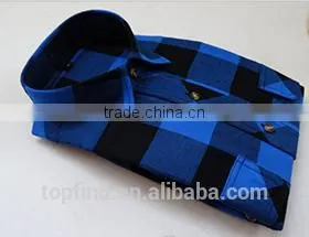 100% Cotton Royal Blue Big Plaid Flannel Shirt thumbnail-1