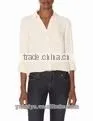 Simple Style Chiffon Wihte V Neck no Collar 7 Sleeve Women Casual Blouse thumbnail-1
