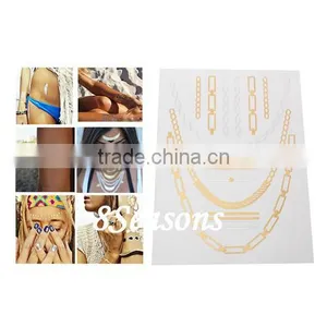 Mixed Chain Necklaces Pattern Gilding Water Transfer Printing Large Size Waterproof Paper Temporary Tattoos Sticker thumbnail-1