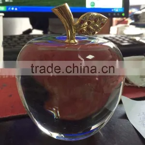 Optical K9 Crystal Round-polished Apple With Stand for Business Souvenirs;Decorative Luxuriant Apple Award Paperweight thumbnail-6