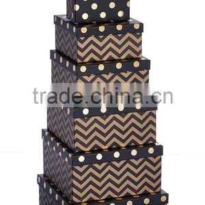 2017 Gift Boxes - Black With Gold Spots - Nest of 6 Square thumbnail-1