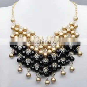 Yellow and Black Balls Nigeria Beads Bridal Necklace Jewelry thumbnail-1