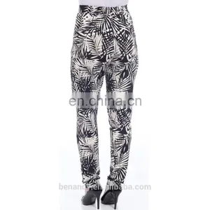 High Quality Custom Made Jogging Pants Retro Leaves Print Legging thumbnail-4