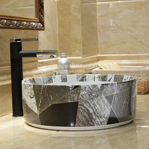 Wholesale Above Counter Ceramic Hand Painted Modern Round Basin in Good Sale thumbnail-2