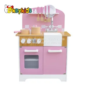 2019 Newly Released Classic Blue Wooden Toy Kitchen Set With Electronic Stove W10C045 thumbnail-3