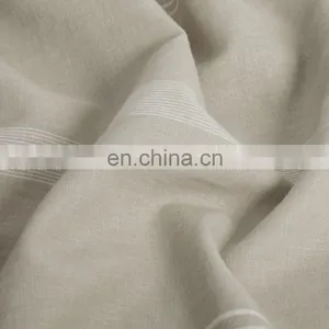 French Linen Cotton Touch Eco-frienfly Hemp Sheet Set Blended Deep Striped Sleep Duvet Cover Set thumbnail-4