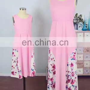 2019 New Women Pink Floral Long Summer Dress Mother Daughter Matching (this Link for WOMAN) thumbnail-6