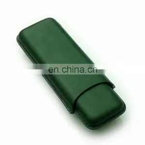 Handmade Portable High Quality 2piece Genuine Leather Custom Cigar Holder Case With Cutter Gift Set thumbnail-4