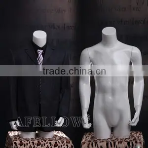 Fiberglass Glossy White Half-length Male Mannequin on Sale thumbnail-1