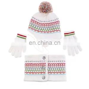 Winter Hat Scarf Gloves Set Girl Boy Earflap Beanie Fleece Warm Kids Autumn Skiing Accessory Outdoor Thermal For Toddler Baby thumbnail-1