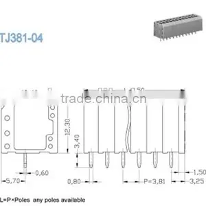 Termin Block 3.81mm Pitch Screwless Terminal Block , Electrical Terminal Block 2P - 28P 300V 16A thumbnail-2