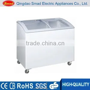 Smad Commercial Glass Curve Sliding Top Ice Cream Chest Freezer XS-248Y thumbnail-1