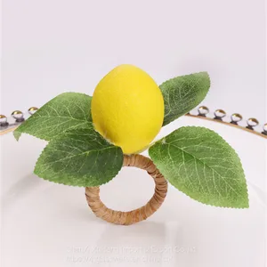New Artificial Lemon Fruit Napkin Ring for Wedding Decor Party Dinning Table Cloth Decoration thumbnail-1