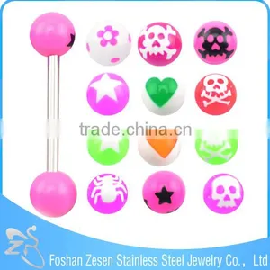 Blue Resin Double Ball Body Piercing Jewelry Fake Piercing Tongue Ring thumbnail-2