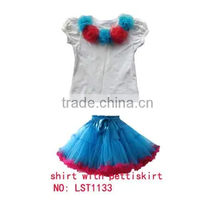 Hot Pink Flower Kaiya Pettiskirt Set Child,4th July Girls Patriotic Tutus Set,children's Product,kids Dresses thumbnail-3
