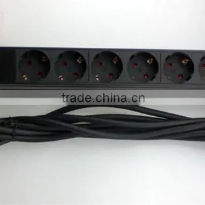 19" 1U 6ways, Alloy Shell, European/German PDU Socket for Cabinet thumbnail-1