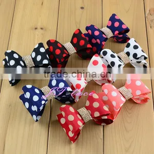 6 Pcs Polka Dot Chic Good Quality Bow- Grils Hair Decorate- Cute Rhinestone Bow Quality Choice thumbnail-1