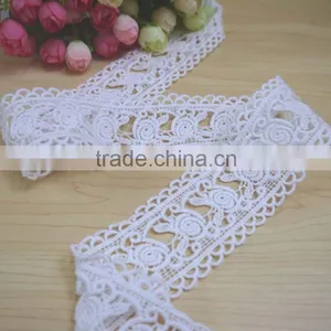 Wholesale New White Colour Embroidered Style and Organic Contton Lace for Weding Dress thumbnail-3