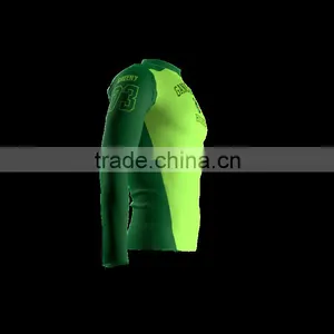 Polyester Spandex Long Sleeves Gang Green Compression Shirt/Rash Guard With Club Logo Player Name and Numbers at Sleeves thumbnail-3