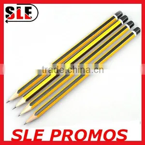 Yellow and Black Color Striped Dipped Wooden Pencil thumbnail-1