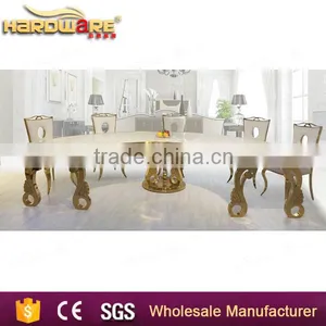 Antique Latest MDF Stainless Steel Leg Half Round Dining Banquet Table Illuminated Dining Table thumbnail-1
