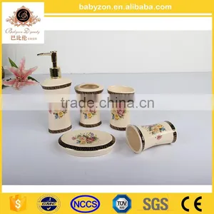 Home Decor Ceramic Bathroom Set With Liquid Dispenser, Soap Dish, Tumber and Toothbrushholder thumbnail-1