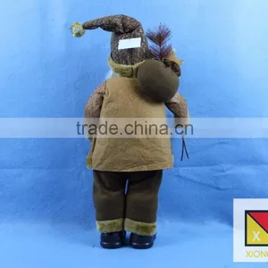 Natural Country Brown Standing Santa Claus Christmas Figure With Sled and Gift Bag thumbnail-2