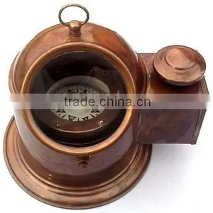 BEAUTIFUL HANDMADE REPRODUCTION BRASS BINNACLE COMPASS WITH OIL LAMP 13505 thumbnail-2