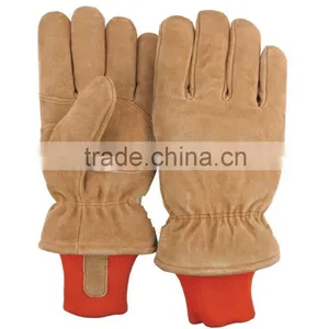 Work Glove Red Cow Split Leather Back Stripped Cotton/ Patch Palm Working Glove thumbnail-4