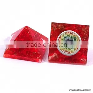 Orgonite Little Pyramid - Red Onyx | Indian Manufacturer Of Chakra Flower Of Life Pyramid thumbnail-4