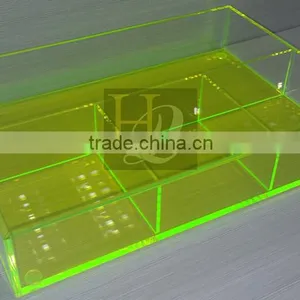 Yellow Color Acrylic Material Acrylic Tray, Acrylic Serving Tray With Dividers thumbnail-1