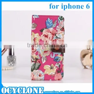 for Iphone6 Leather Case Wallet Flower Case for Iphone 6 thumbnail-1