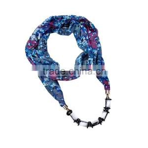 Excellent Quality Gorgeous Print Scarf Necklace Decorated With Jade Necklace Chain thumbnail-6