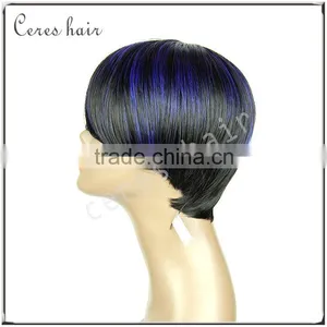 Short Synthetic Hair Wig for Black Women Blue Color thumbnail-1