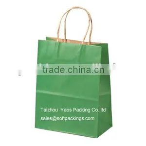 Take Away Fast Food Kraft Paper Packaging Bag With Square Bottom, Colored Kraft Paper Bag, Paper Gift Bag With Handles thumbnail-1