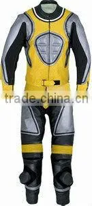 DL-1300-06 Leather Motorbike Suit, Yellow Leather Racing Suit thumbnail-1