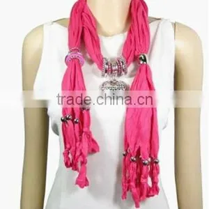 Metal Heart Pendant Jewelry Scarf Long Necklace thumbnail-1